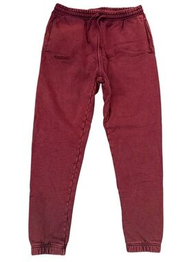 Heavyweight Cotton Sweatpants Medium Maroon Red Garment Dyed Joggers